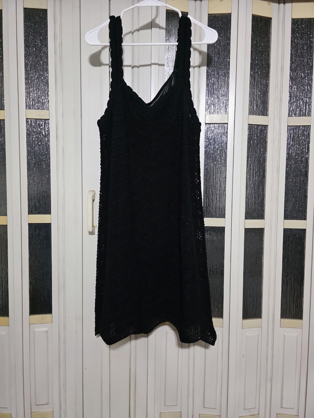 a new day Black Crocheted Midi Slip Dress